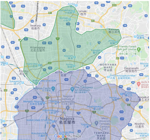 Uber Eats（ウーバーイーツ）春日井市エリア・配達マップ