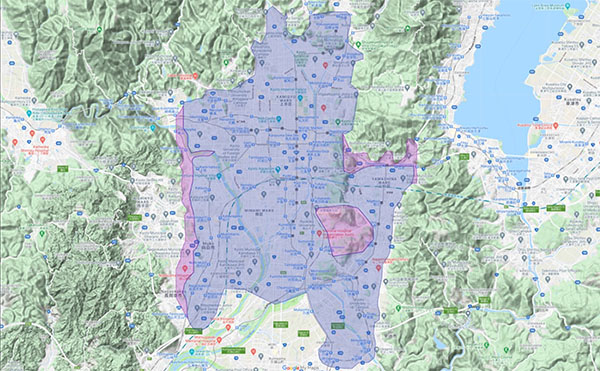 Uber Eats（ウーバーイーツ）京都エリア・マップ