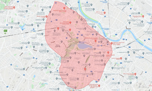 Uber Eats（ウーバーイーツ）水戸市エリア・配達マップ