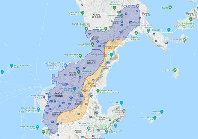 Uber Eats（ウーバーイーツ）沖縄県エリア・最新マップ